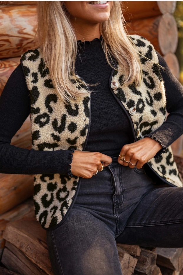 Leopard Sherpa Vest