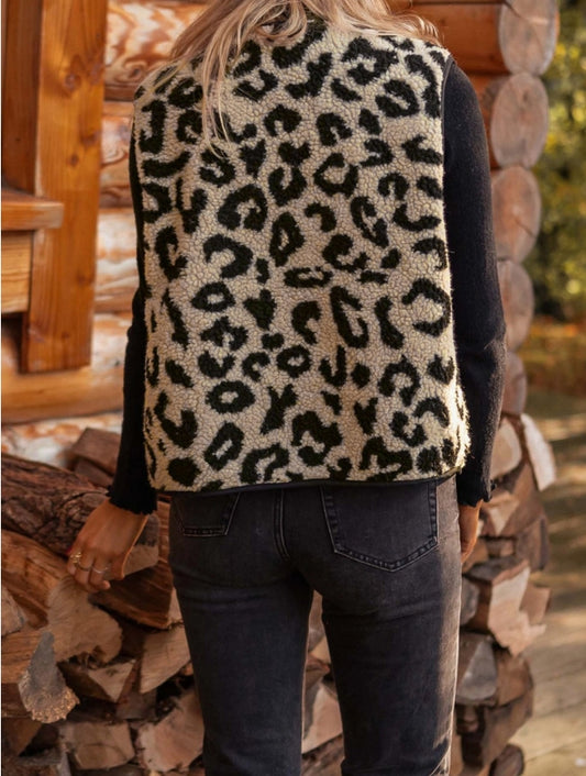 Leopard Sherpa Vest